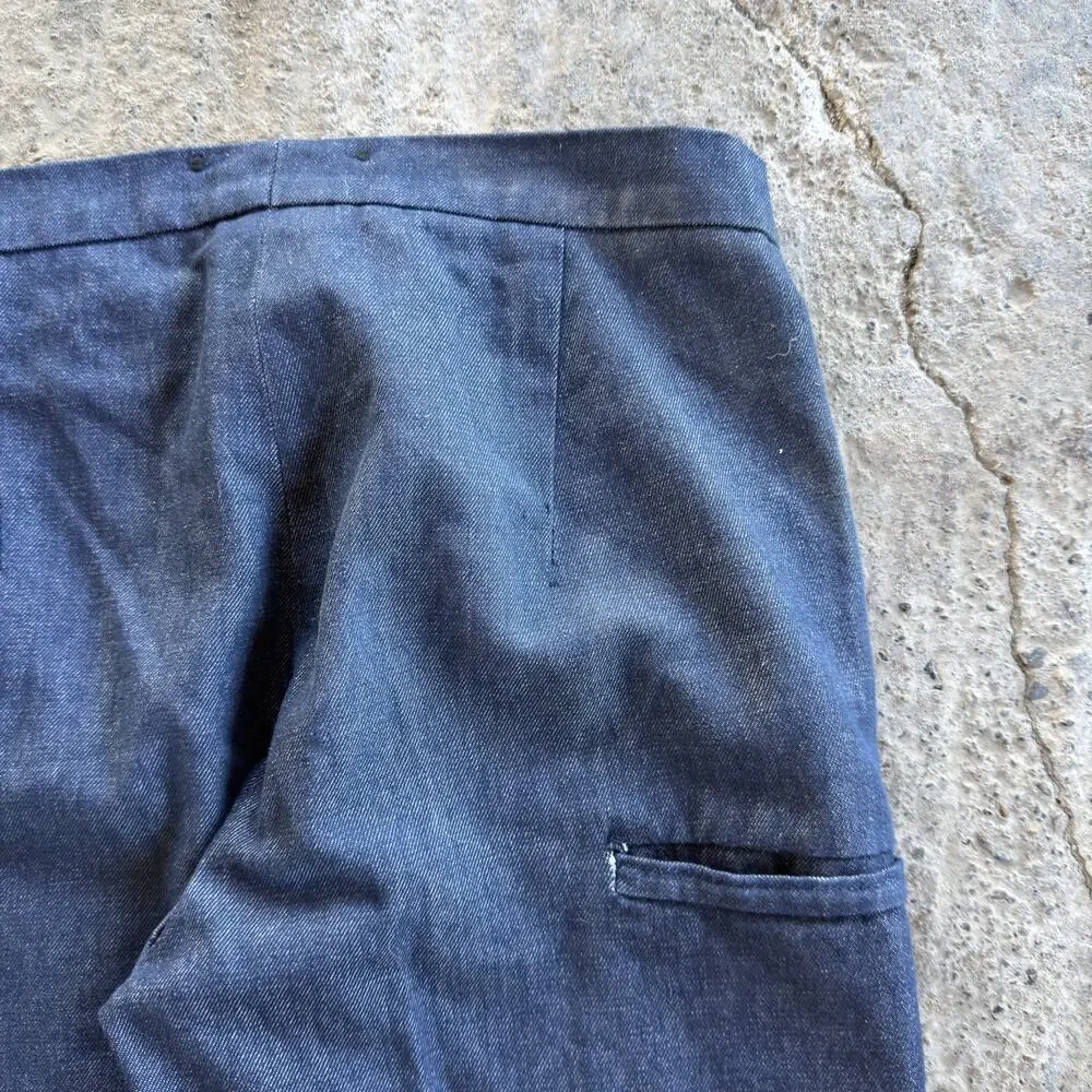Vintage WW2 US Navy Twill Sailor Pants Bib Fly 30x30 Military Blue Worn Flared